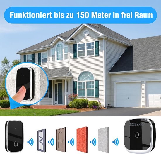 Draadloze Deurbel - Zonder Batterij - Huis Beveiligen - Kinetische Energie - 11 x 7 x 7 cm - Wit — afbeelding 5