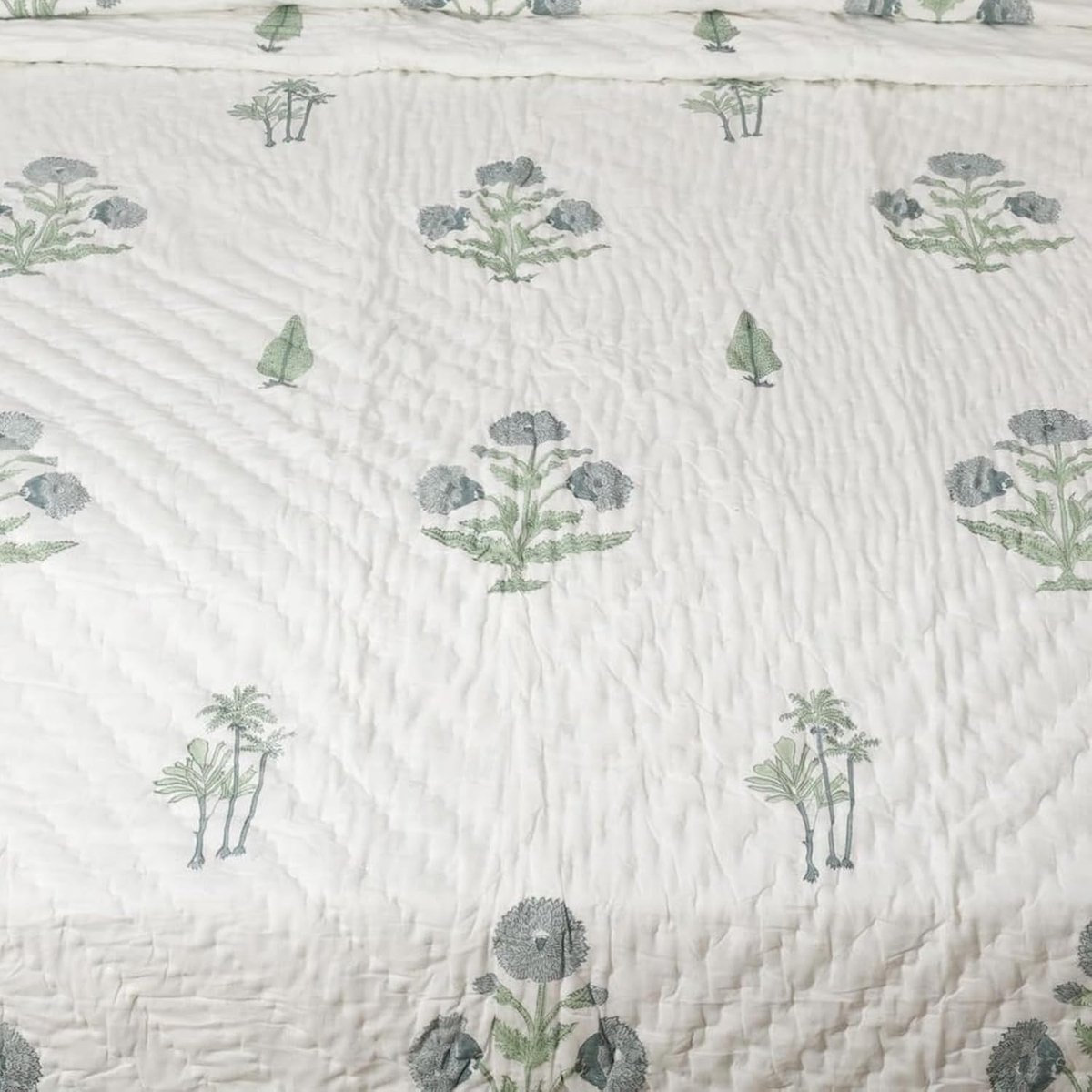 dekbed met bloemenblokprint, omkeerbare Indian Queen sprei, zacht AC dekbed, handgemaakte Jaipuri-deken (Tweepersoons - 2 aparte bedden) 152 x 228 cm