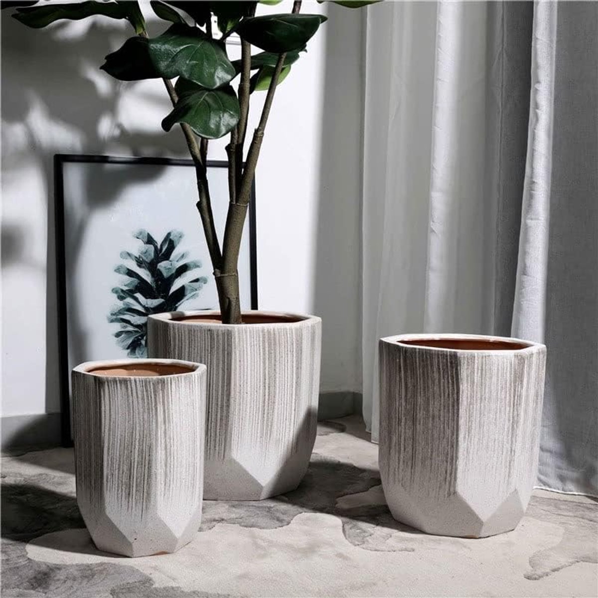 Pot Voor Kamerplanten Woonkamer Vloer-tot-plafond Keramische Bloempot Extra Groot Balkon Binnenplaats Beplanting Grote Plant Potplantenbak Decoratieve Plantenpotten(M)