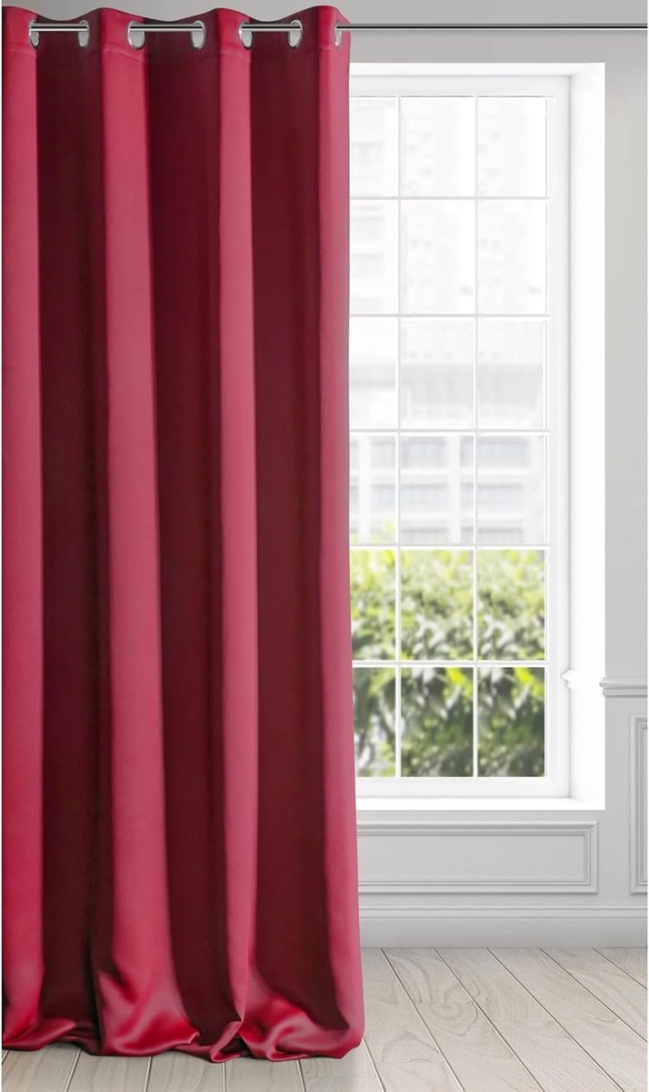 LOGAN gordijn ondoorzichtig, blackout, satijn verduisteringsgordijn met oogjes -1 st. Ooggordijn, elegant, glad, effen, woonkamer, slaapkamer, 135x250 cm, rood