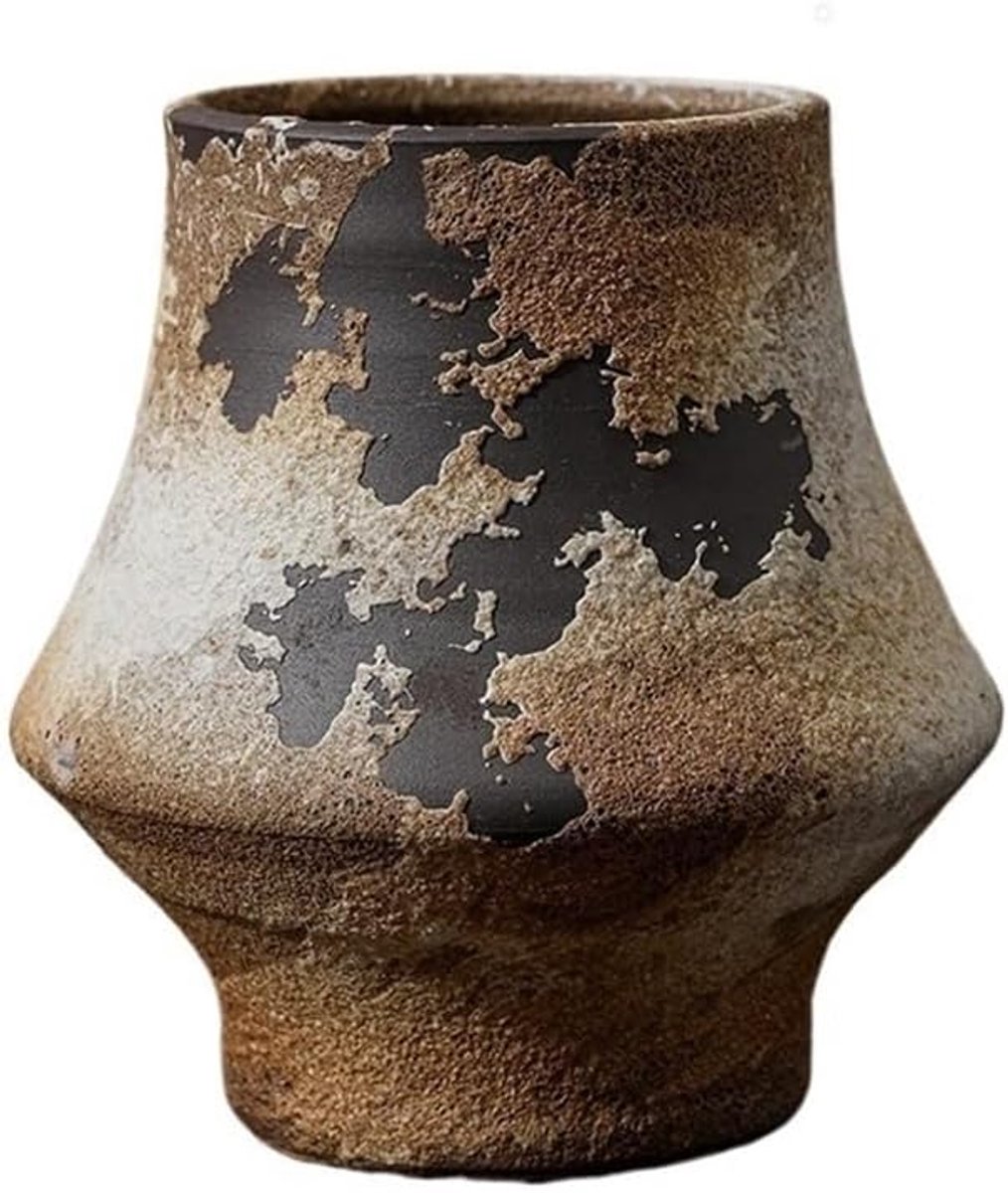 Bloempotten, retro grof aardewerk, grote antieke plantenpotten(Brown)