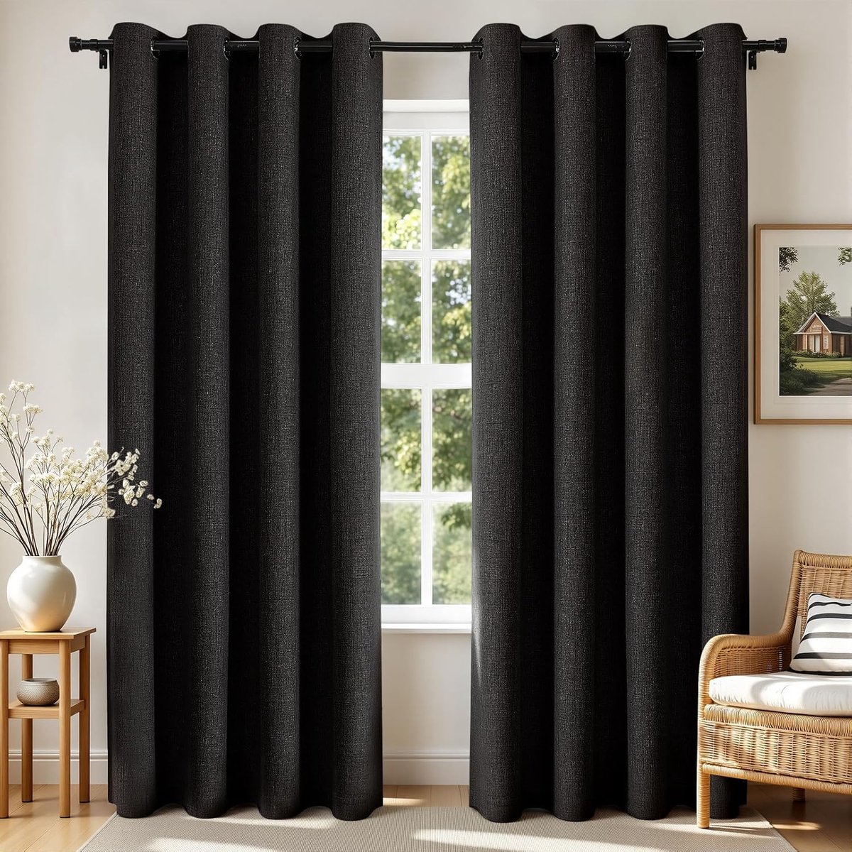 Verduisterende gordijnen 160 cm lang, 2 panelen burg, kamerverduisterende gordijnen voor slaapkamer, 100% verduisterende thermische gordijnen met textuur, privacybescherming, set met 2 panelen