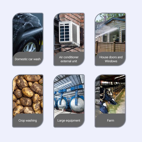 Accu Hogedrukreiniger 300W 30 Bar - Draadloos Reinigen - Met 2 Accu’s en 6-in-1 Sproeikop - Voor Auto Tuin en Terras — afbeelding 4