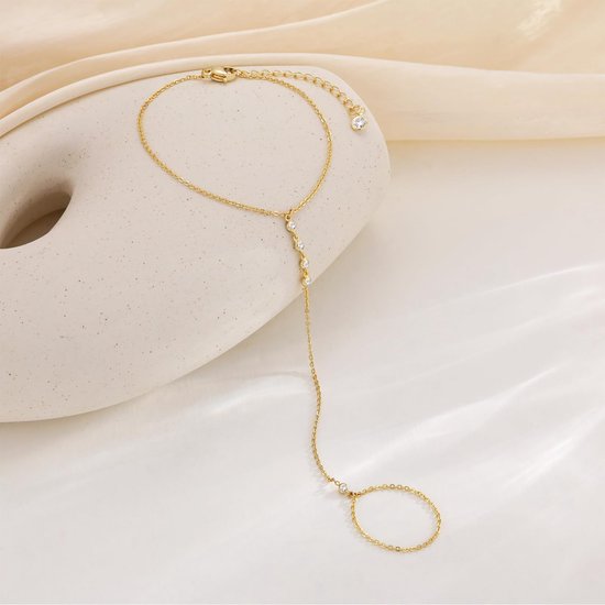Tennisarmband met moissaniet, bezet met 5 mm laboratoriumgekweekte moissanietstenen. De armband is verguld met 18K roségoud en in lengte verstelbaar. Een uitstekend sieraad als cadeau. — afbeelding 2