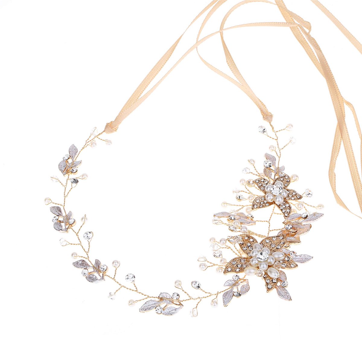 bruiloft haarspelden kristal parel haarkammen clips hoofddeksel goud bruiloft haaraccessoires sieraden met strass voor bruiden bruidsmeisjes vrouwen meisjes (goud) A53
