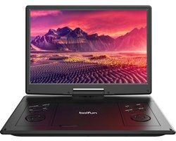 15,7 inch Draagbare dvd-speler met 14,1 inch HD draaibaar scherm, 6 uur oplaadbare batterij, ondersteuning voor Sync TV, USB, SD-kaart en meerdere schijfformaten, dubbele luidspreker