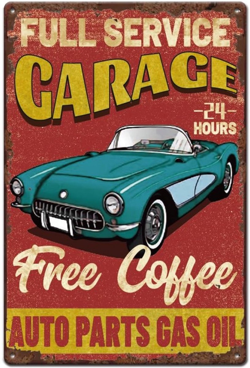 Store_8 - Retro Bord - Vintage Metalen Bord - Garagedecoratie - 32 x