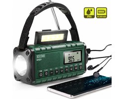 Solstedt® Noodradio - Altijd Overal Ontvangst - DAB+ - 20.000mAh - Noodradio Solar Opwindbaar - Met Krachtigste Powerbank - Noodradio Opwindbaar en Batterij - Draagbare Radio - Incl. Zaklamp - Noodpakket - USB Oplaadbaar - Groen