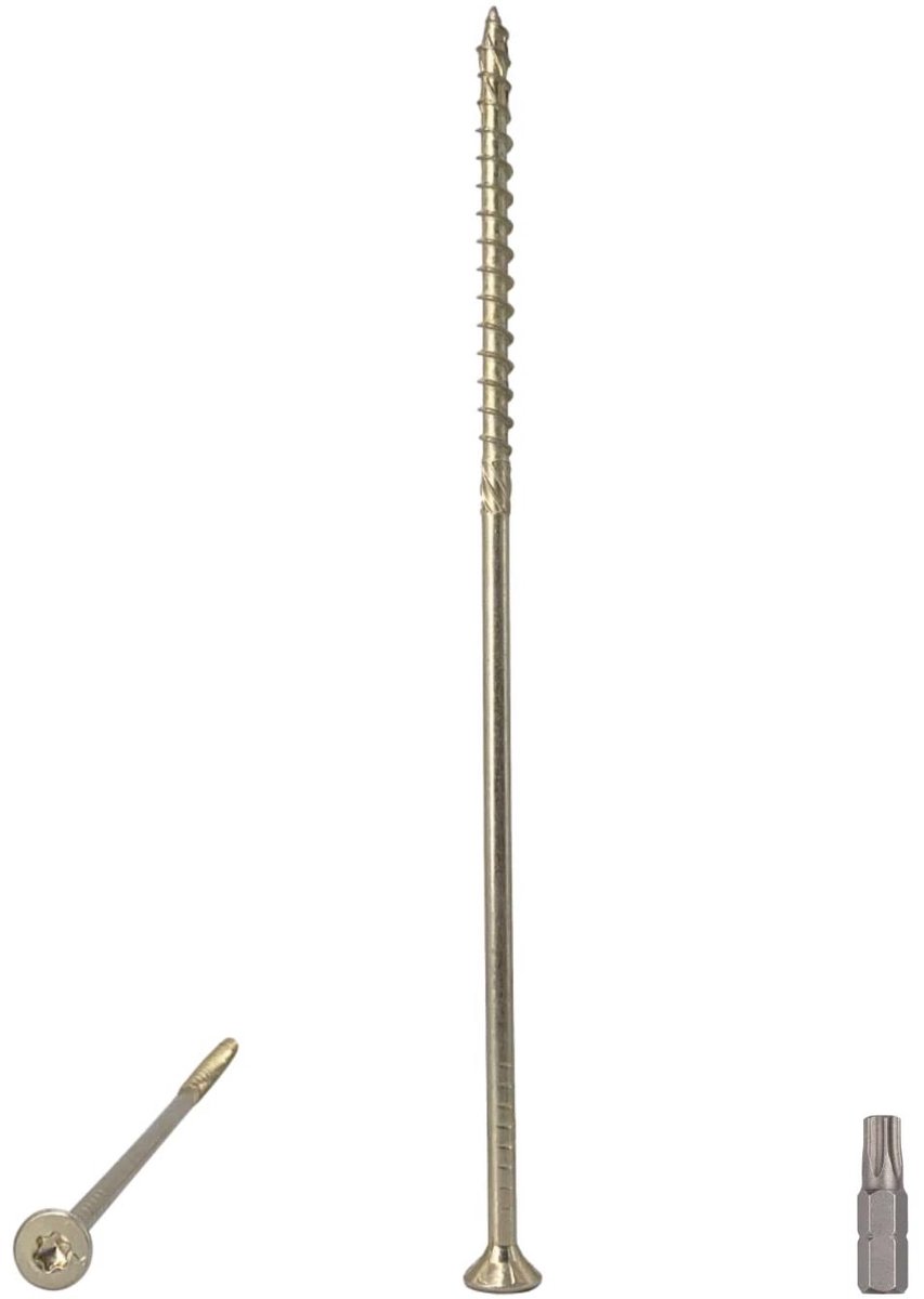 Houtschroeven - Spaanplaatschroeven - Bouwen en klussen - Zelf verzinkende kop - 60 x 200 mm - Geel verzinkt