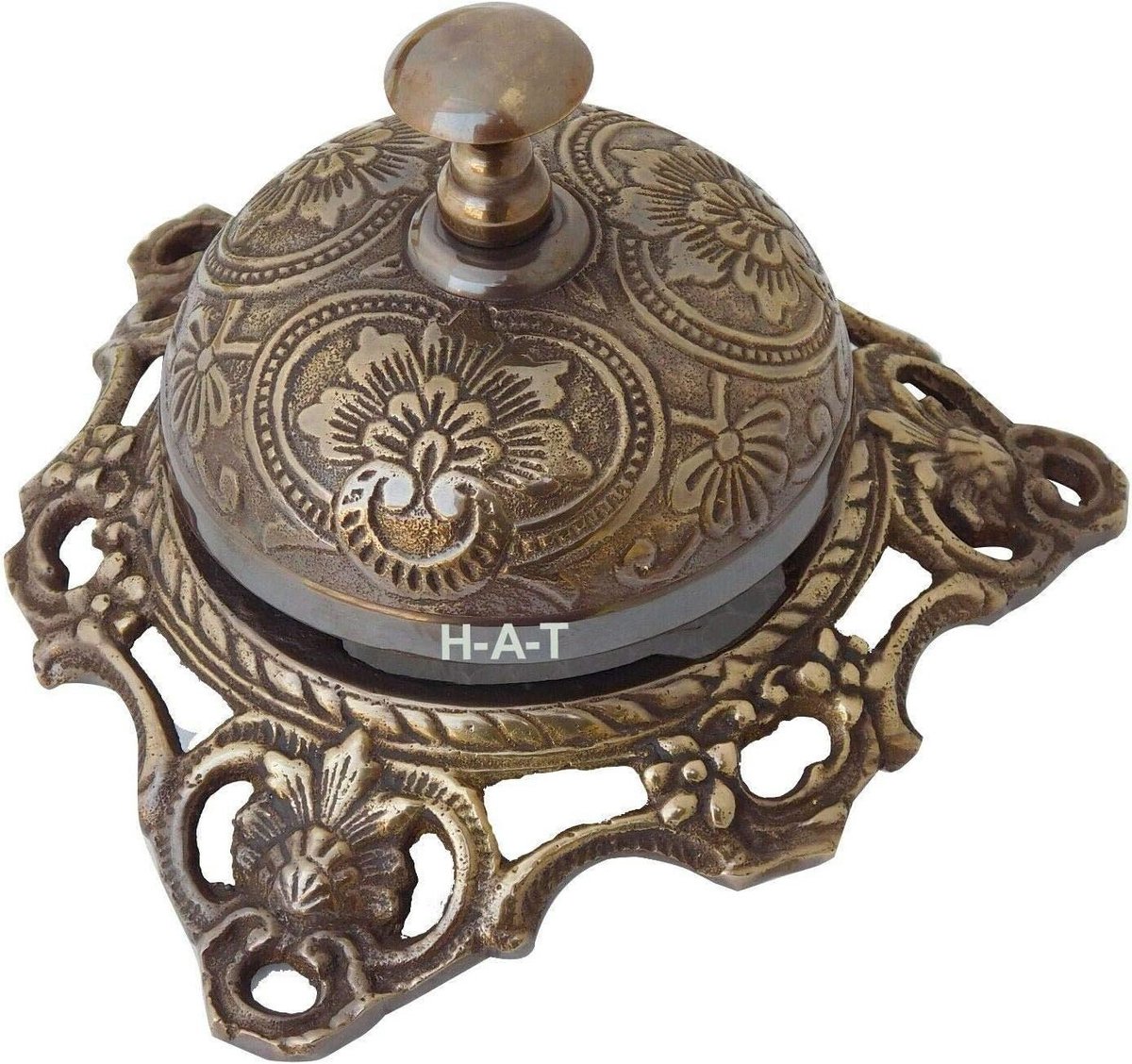 Hotel Bel - Service Bel - Klanten Service - Massief Messing - 3" Hoogte - Antiek Bruin
