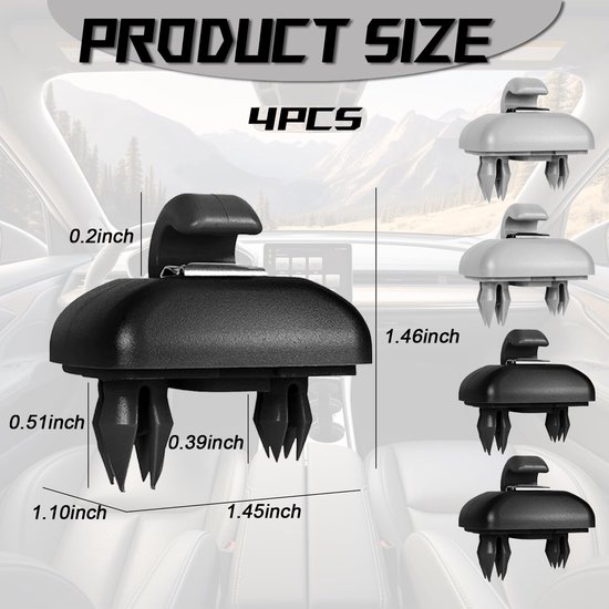 Zonnebrilhouder - Premium Set van 4 Zonneklep Interieur Accessoires Haak Clip Beugel, Ideale Vervanging voor Audi A4 B8 LA5A6Q5Q3 (8U0857562A) — afbeelding 3