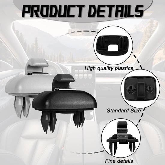 Zonnebrilhouder - Premium Set van 4 Zonneklep Interieur Accessoires Haak Clip Beugel, Ideale Vervanging voor Audi A4 B8 LA5A6Q5Q3 (8U0857562A) — afbeelding 2