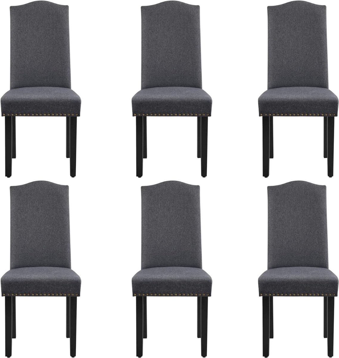 QIN® Stoelen 6 Stuks - Stoelen - Donkergrijs - 62cm x 46cm x 103cm