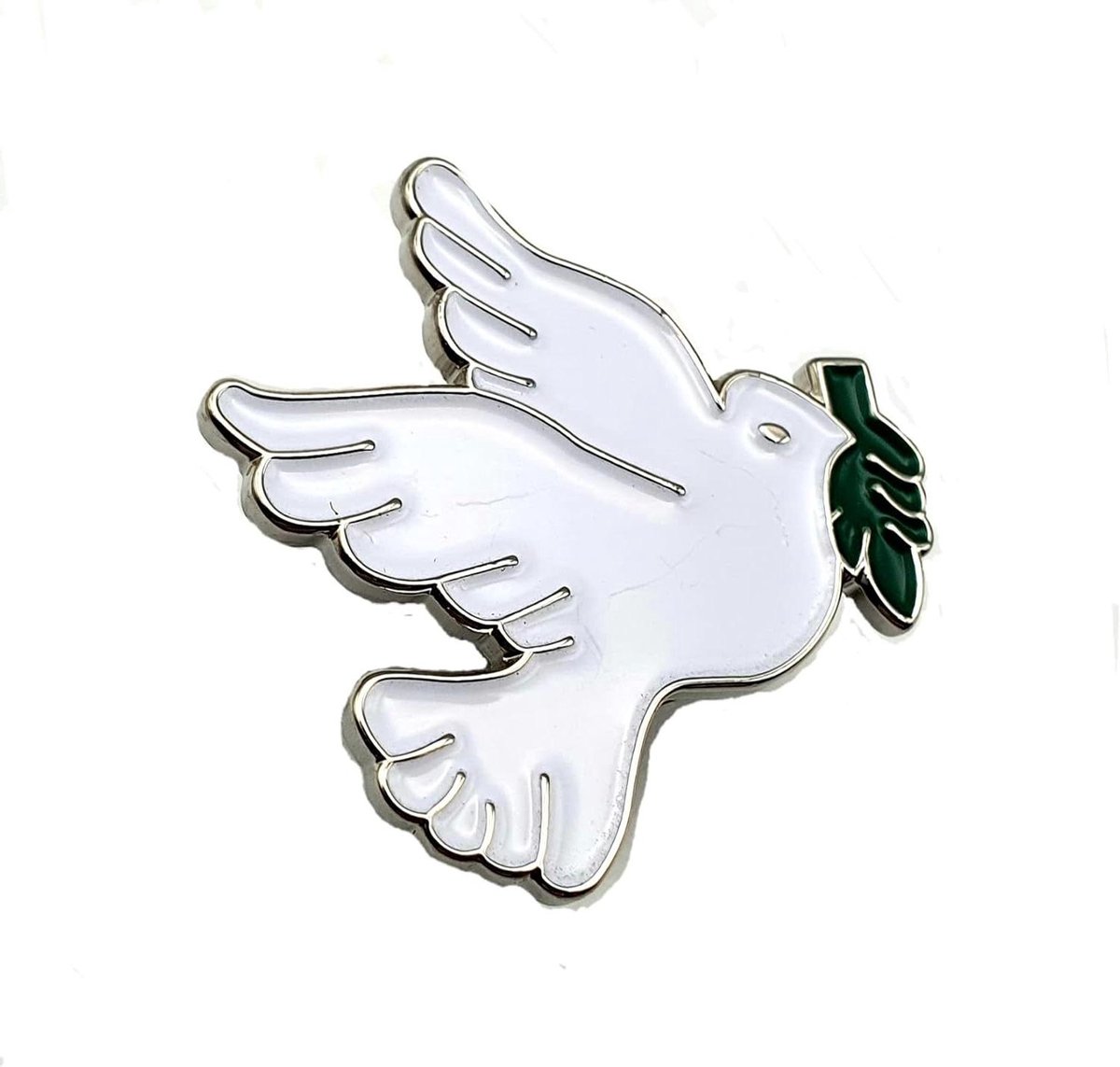 Emaille Pin Badge - Broche Duif - Kleding Versieren - Metalen Emaille - 68 cm - Wit