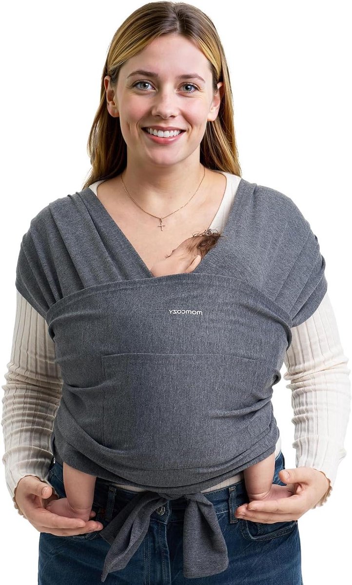 Baby Draagzak - Draagdoek Baby - Baby Comfort - Eenvoudige Knooptechniek - Tot 9 kg - Zwart-Grijs