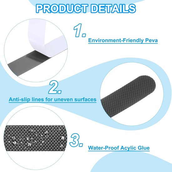 Antislip Strips Badkuip - Douche Stickers Veiligheid - Voorkom Uitglijden - Eco Lijm Geen Residue - 38 x 2 cm — afbeelding 3