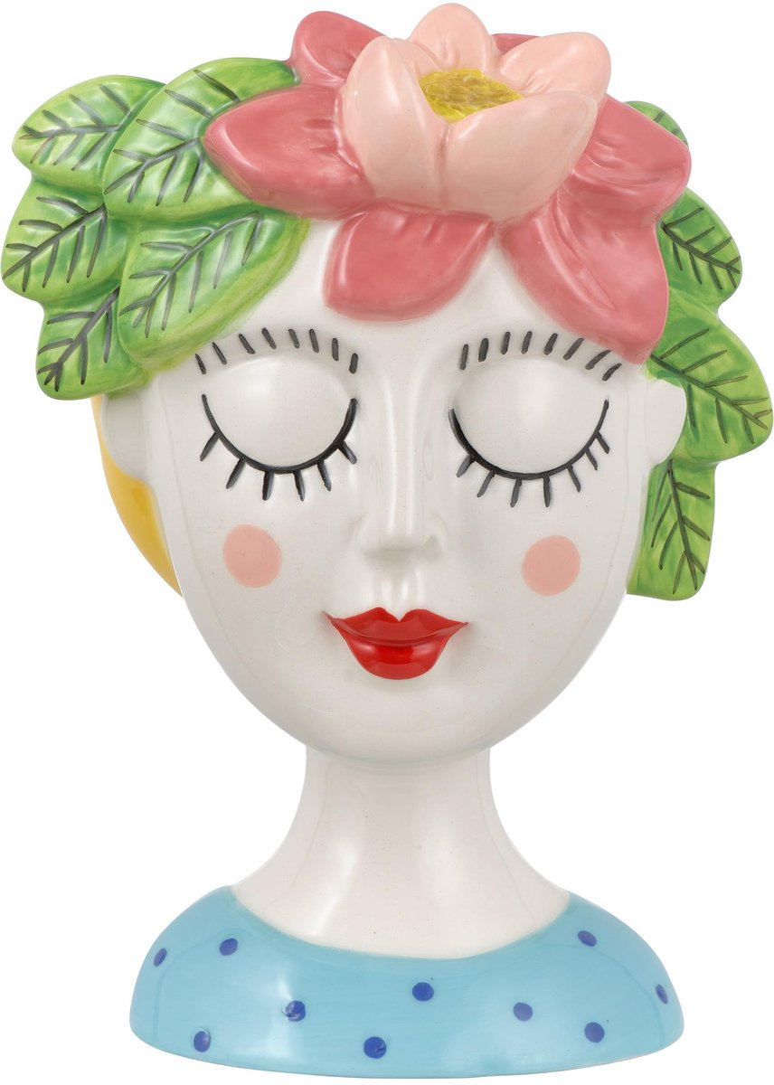 Vaas, met de hand beschilderde moderne ornamenten, plantenbak voor binnen of buiten, decoratieve vaas, magnolia, groot