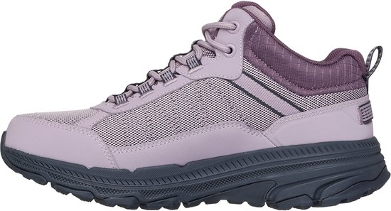 Paarse lage wandelschoen voor dames, met mesh, veters en waterdichte details.
