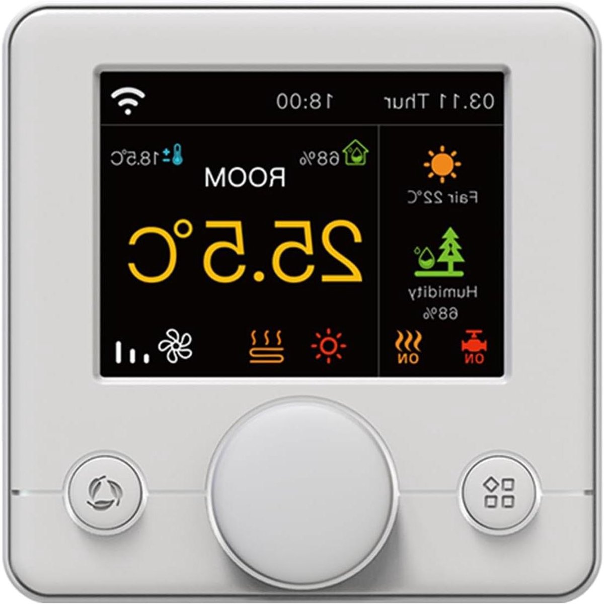 Slimme Wifi Thermostaat - Klimaatregelaar - Comfort Verhogend - 4-buis Systeem Ondersteuning - 8.6 x 8.6 cm - Wit