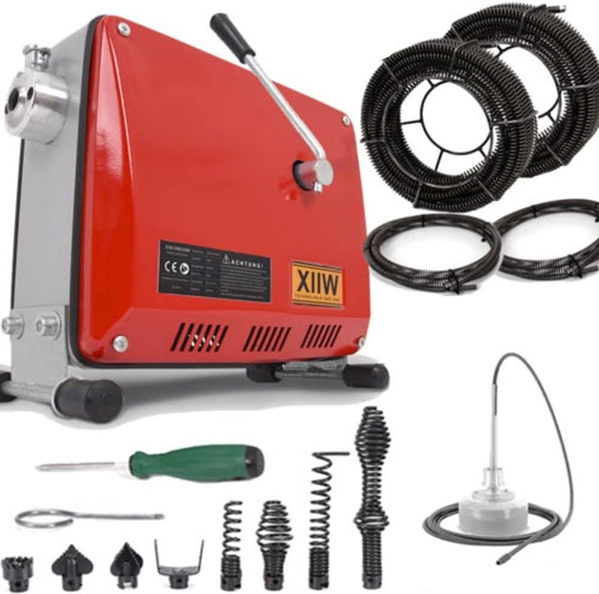 Elektrische Afvoerreiniger - Riool Ontstopper - Verstopte Afvoer - Krachtige 500W Motor - 39.5 Meter - Rood