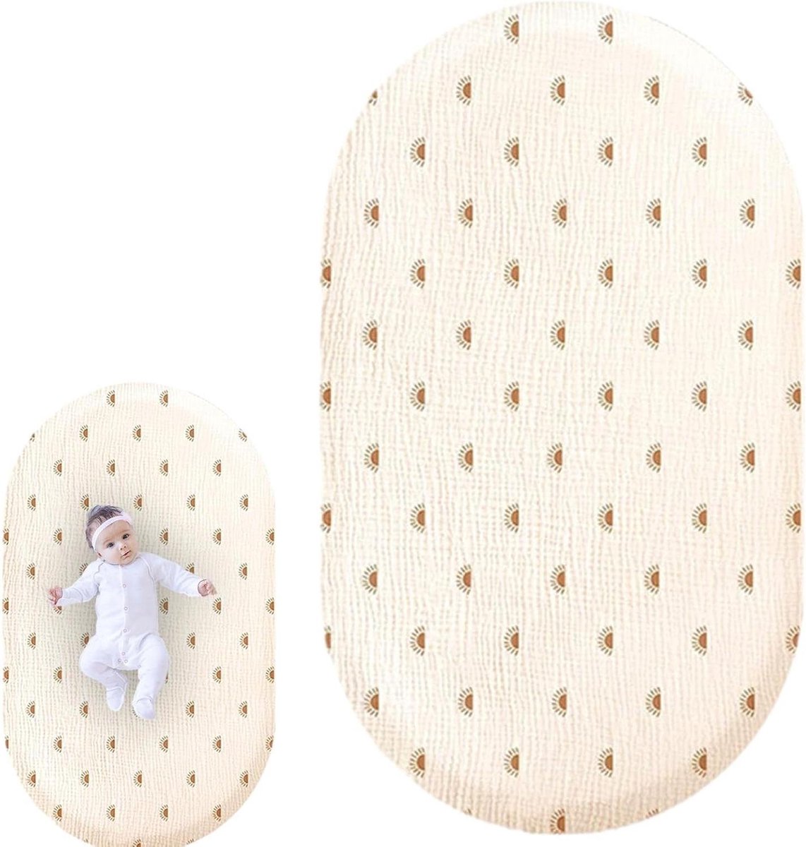 Babybedlaken mousseline - Wieg laken - Zachte slaap - Elastische band - 83x43 cm - Zon Gaas