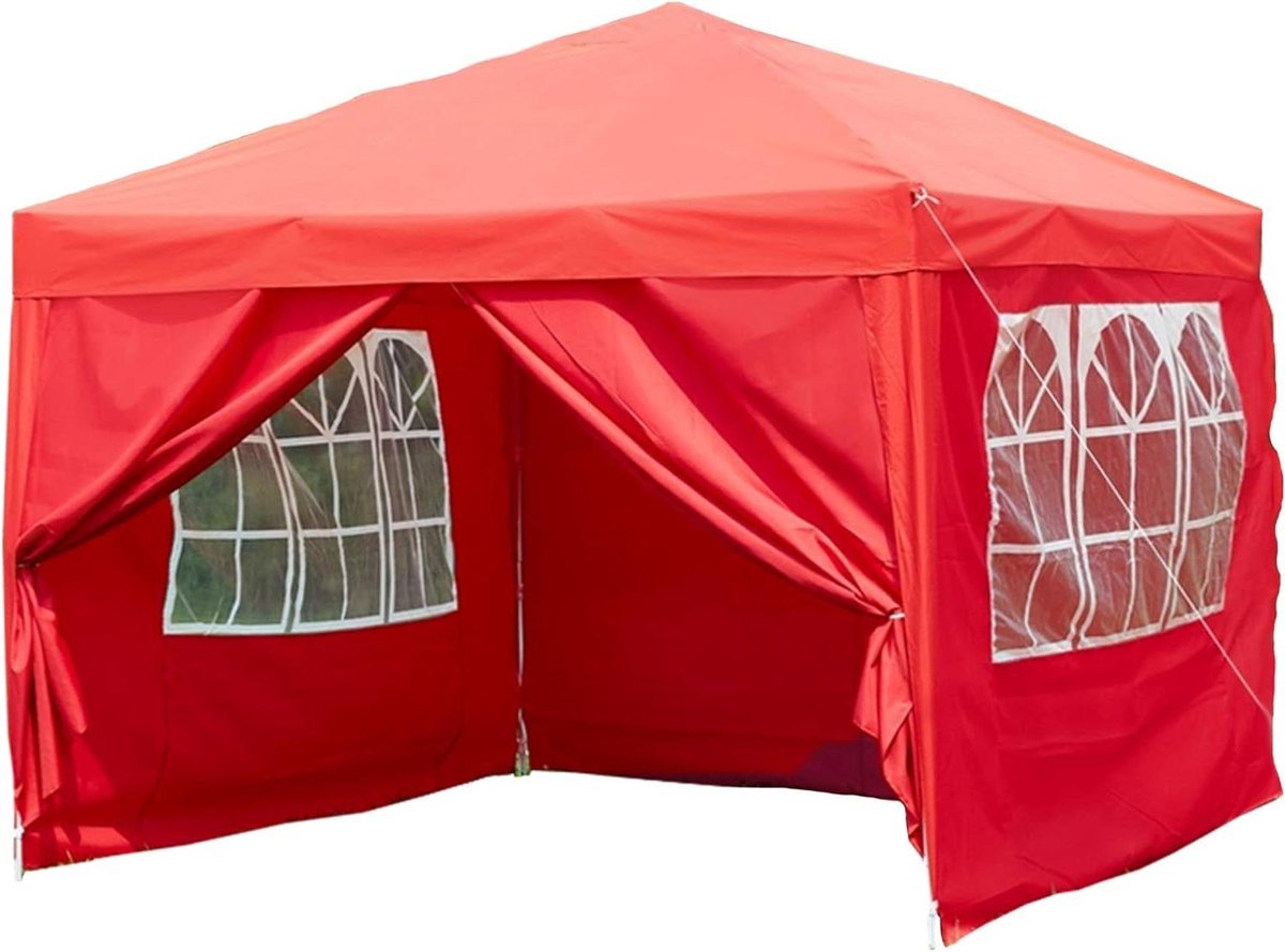 Pop-up Paviljoen - Feesttent Tuin - Feestelijke Bijeenkomsten - Waterdicht met Zijpanelen - 2.5 x 2.5 Meter - Rood
