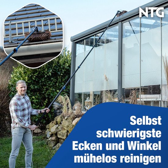 Telescopische Wasborstel 7 Meter met Wateraansluiting - Zachte Borstelharen voor Ramen en Zonnepanelen van Merkloos	 — afbeelding 2