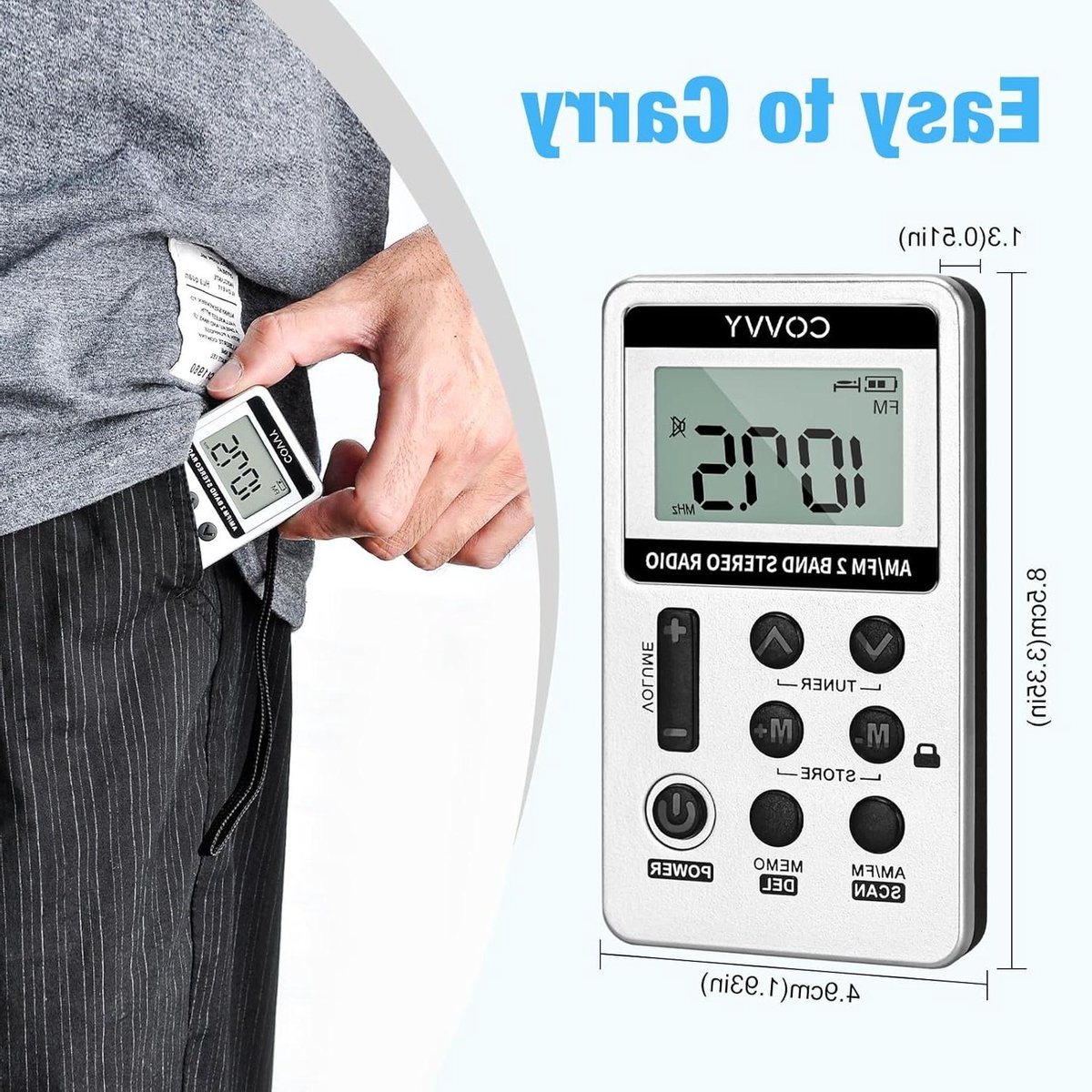Draagbare Radio - Mini Radio - Muziek Luisteren - Oplaadbare Batterij - Compact Formaat - Wit