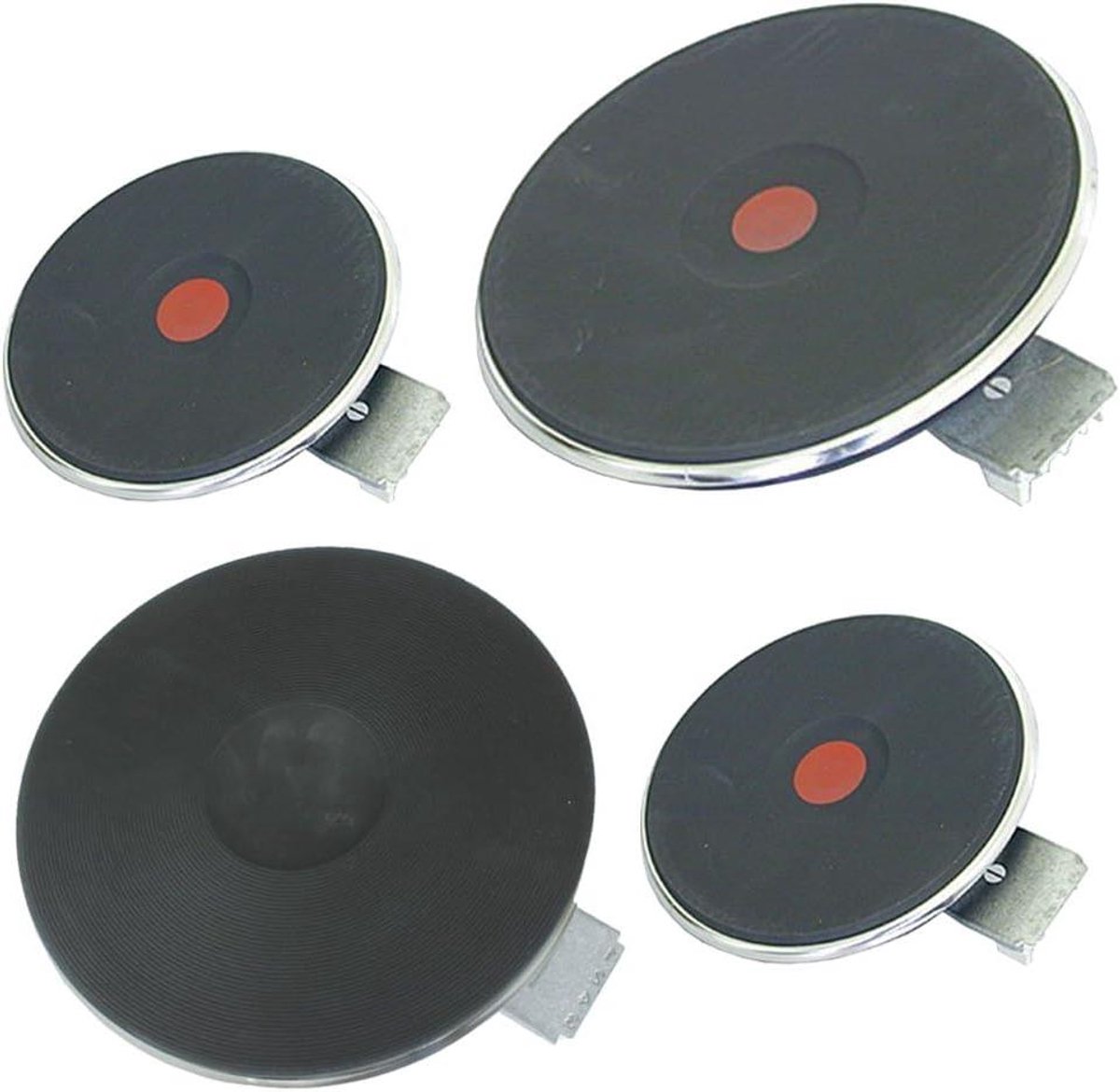 Verwarmingselement Set - Kookplaat Onderdelen - Kookplaat Reparatie - 4 Delige Kit - 2 Groot 2 Medium - Zilverkleurig
