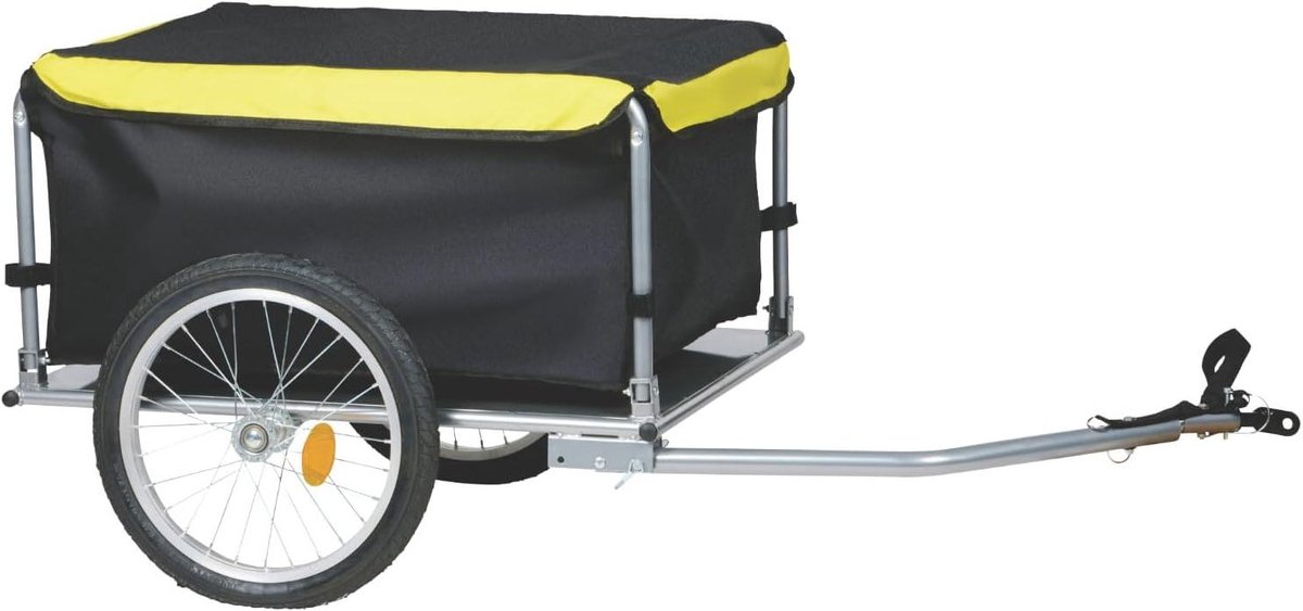 Fietskar - Bagagekar Aanhanger - Extra Ruimte - Universele Koppeling - 70x56x35 cm - Geel