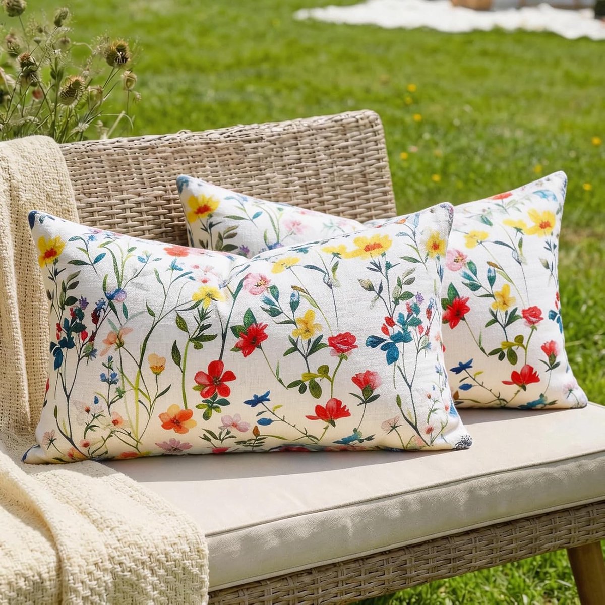 Kussensloop 30 x 50 cm Outdoor Kussen Decoratief Kussen Kussensloop Waterdicht Sofa Kussen Bloemen Aquarel Schilderij Kussenhoezen Modern Decoratieve Zomer Rustieke Boerderij voor Tuin Sofa