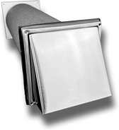 Ventilatiekap RVS met scharnierende klep en geïsoleerde buis.