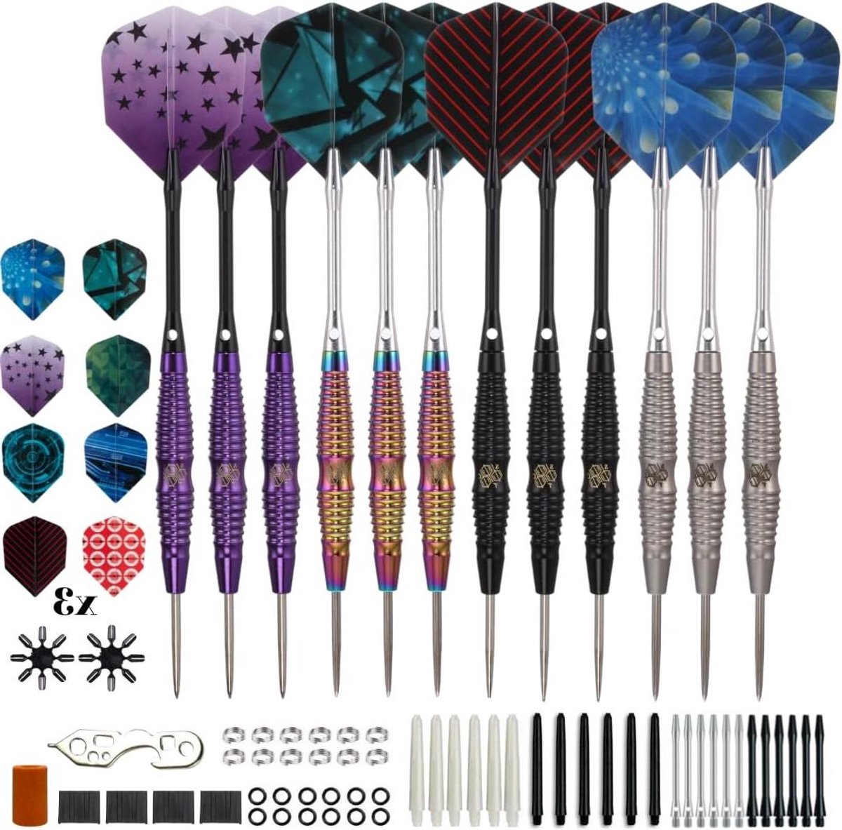 Stalen Tip Darts - Professionele Darts Set - Precisie Werpen - Optimale Balans en Grip - 21 Gram - Paars