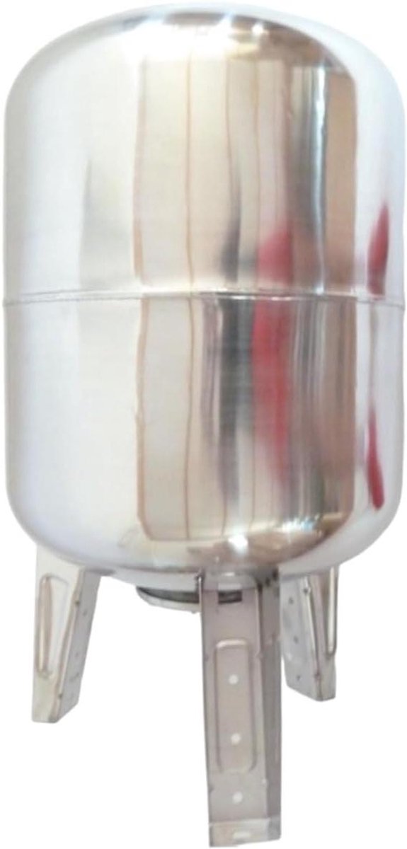 Expansievat 50L - Membraanketel Verticaal - Huiswaterinstallatie - Roestvrij staal - 70 cm Hoog - Zilver