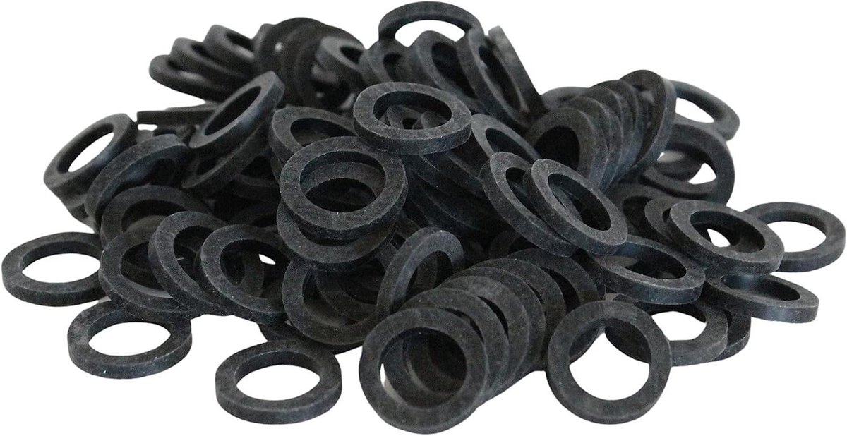 Rubberen Platte Afdichtingen - EPDM Ring Set - Waterleiding Reparatie - Goedgekeurd voor Drinkwater - 100 Stuks - Zwart