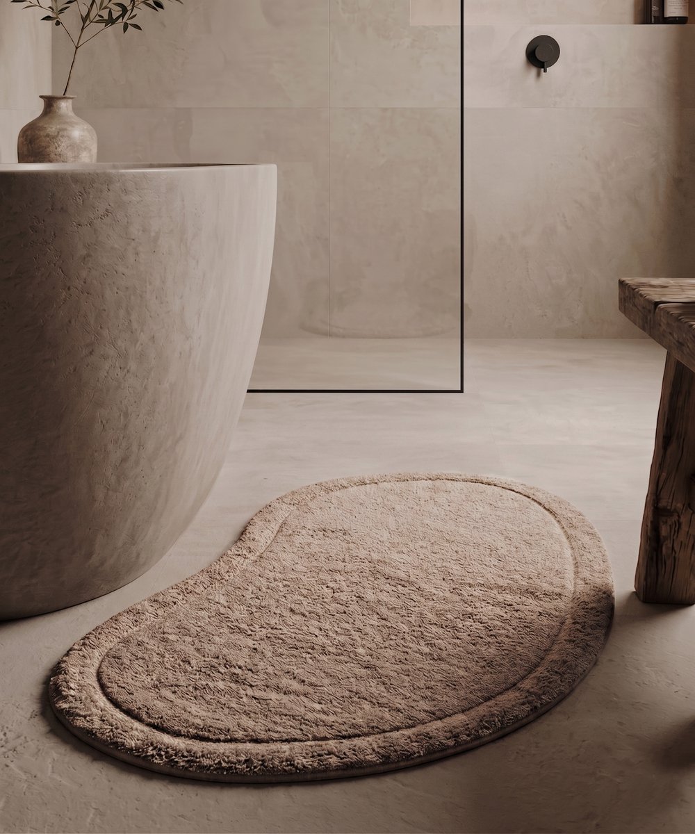 Badmat organische vorm - Lunja Pebble beige 50x80