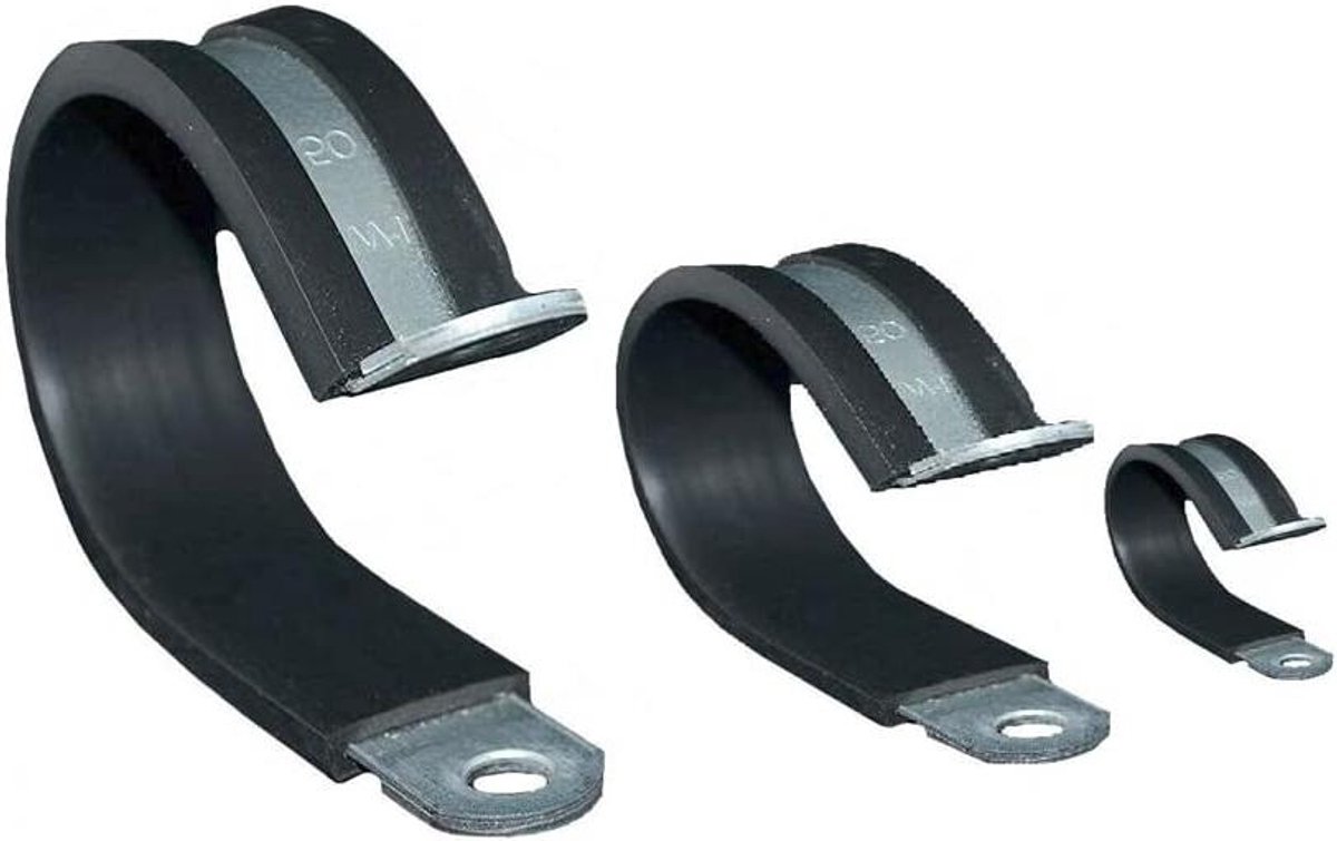Rubberen Buisklem - Slangklem Rubber Coating - Leidingen Bevestigen - Verstelbaar Spanbereik - 10-80 mm - Zwart