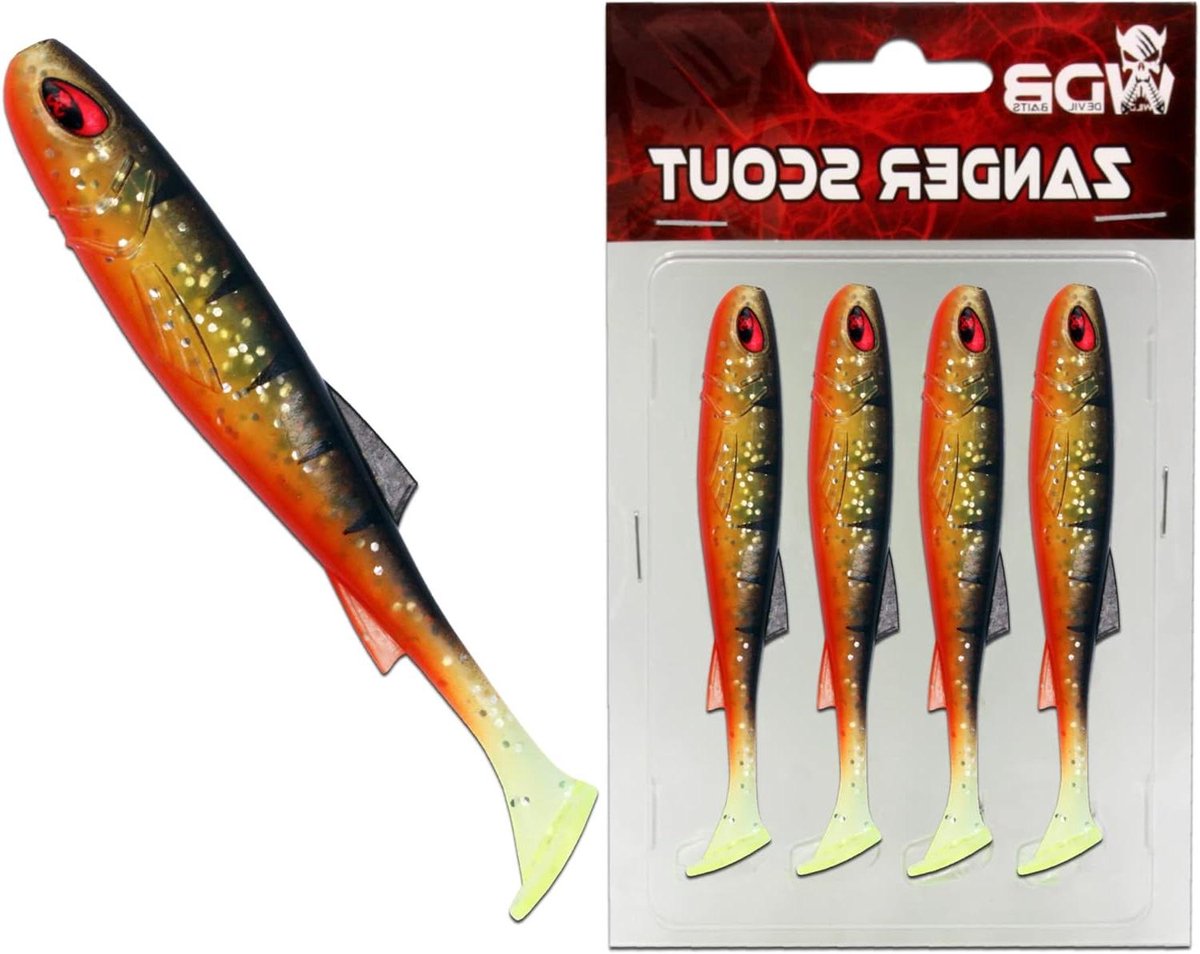 Rubber Vis Snoekbaars - Kunstaas Zacht Plastic - Roofvissen Vangen - Geheime Garnalen Mix - 12 cm 4 stuks - UV-perch