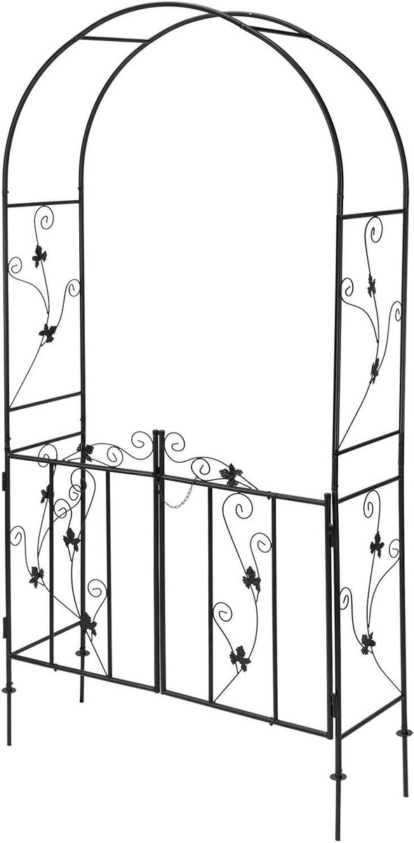 Rozenboog met Poorten - Tuinboog Hekwerk - Planten Steunen - Met Functionerende Poorten - 112 x 37 x 233 cm