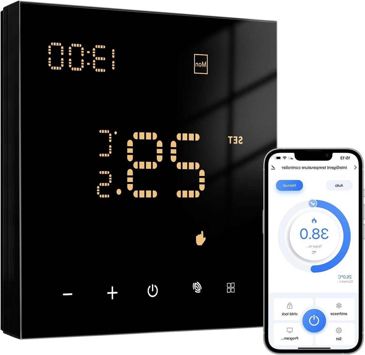 Slimme Thermostaat - Verwarming Thermostaat - Comfort Verhoging - App & Spraakbesturing - 9 x 6 cm - Wit