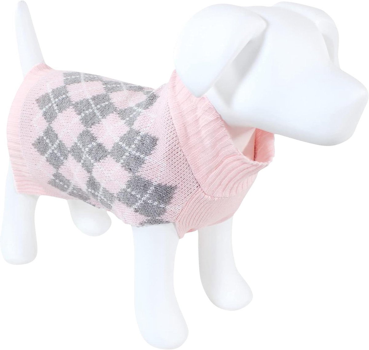 Huisdier Trui - Hondenkatten Trui - Warm Houden - Gebreid Acryl - X-Large - Roze Argyle