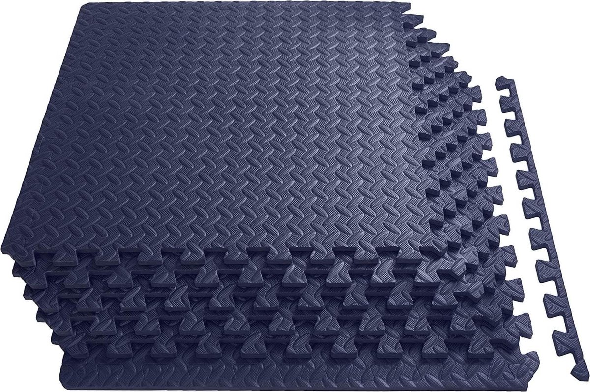 Beschermmatten Set - Fitnessmatten Vloer - Sporten Thuis - Schokabsorberend EVA Schuim - 21 Stuks 60x60cm - Blauw Antraciet