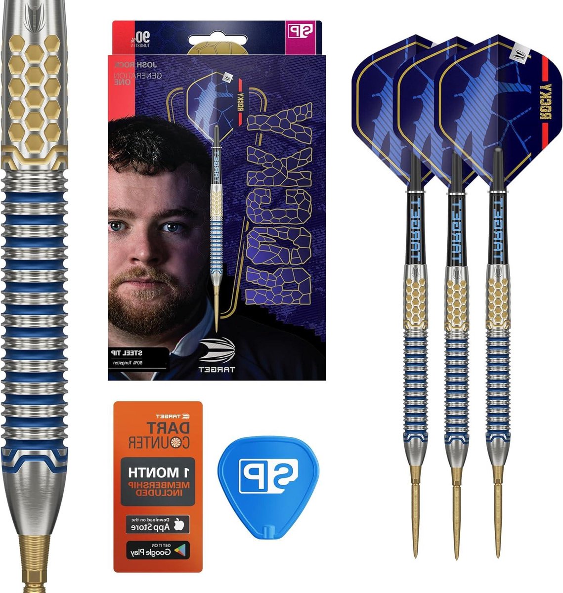 Dartpijlen Set - Tungsten Pijlen - Precisie Werpen - Verwisselbare Tips - 24 Gram - Blauw Goud