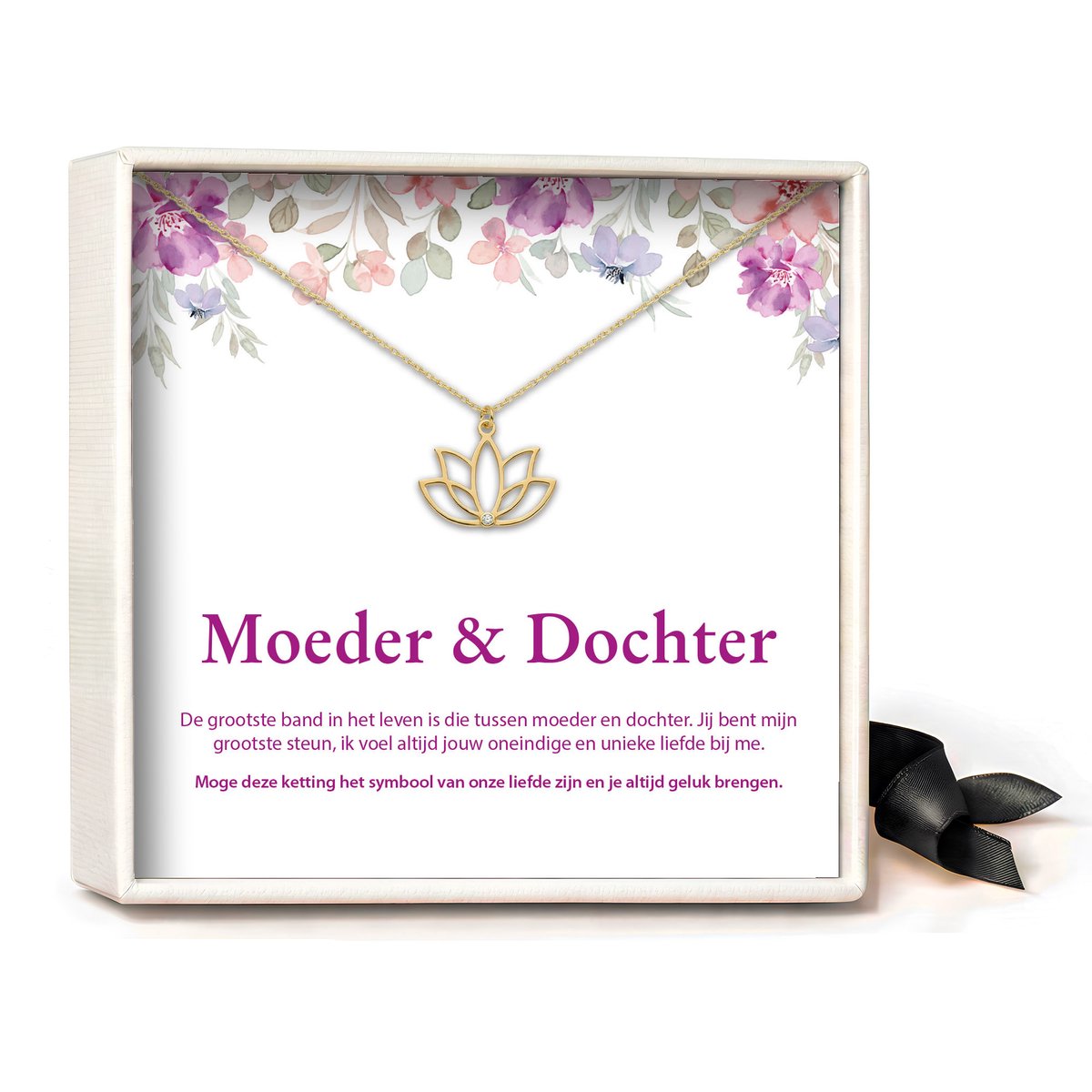 Pera Jewelry - 925 sterling zilveren Lotus ketting - Moeder & Dochter - Collier - Ketting Dames - Ketting met Hanger