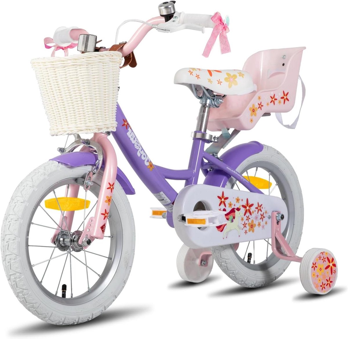 Kinderfiets Meisjes - Loopfiets - Leren Fietsen - Inclusief Poppenzitje - 16 Inch - Lichtpaars