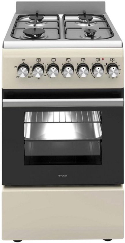Wiggo WO-E506A(CX) Vrijstaande Gasfornuis - 50 cm - Creme