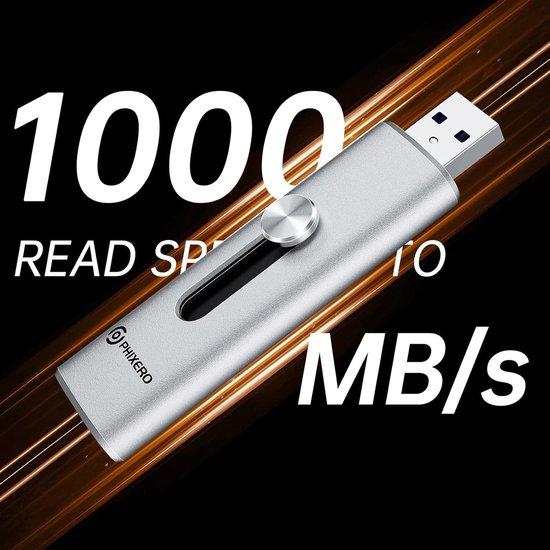 Dubbele poort USB-drive - Geheugenstick - Bestanden Overzetten - Dubbele USB aansluiting - 512 GB - Zilverkleurig — afbeelding 5
