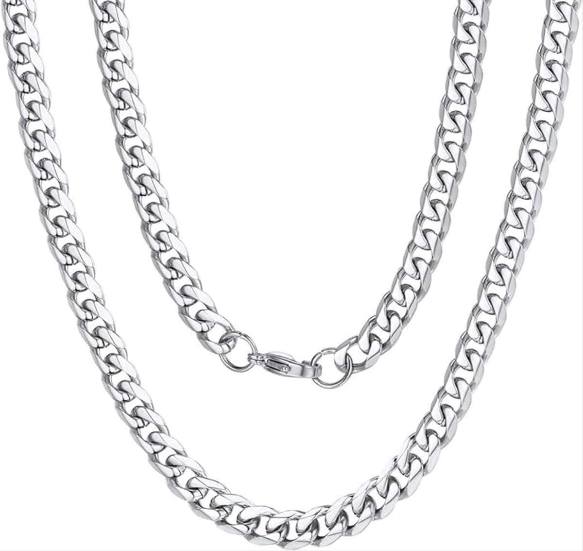 Cuban Link Ketting Heren Zilver 5 mm – Schakelketting 60 cm van Staal – Minimalistische Sieraden voor Dagelijks Gebruik – Cadeau voor Valentijnsdag