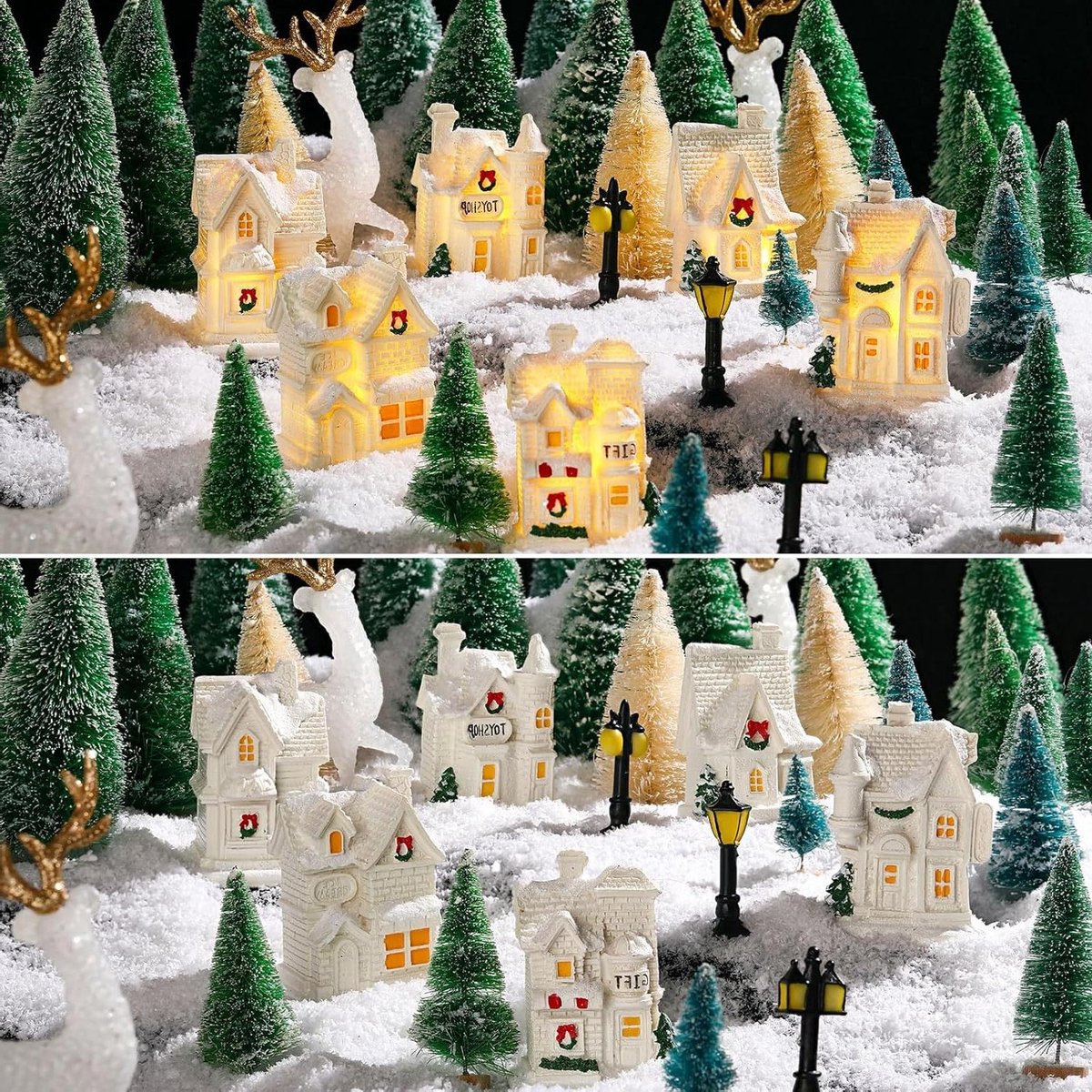 Kerstdorp Sets - Miniatuur Dorp - Feestelijke Decoratie - Met LED Verlichting - 50 Delen - Wit – foto 8