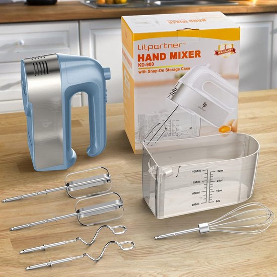 Krachtige Elektrische Handmixer met Kom en 5 Accessoires - 450W voor Beslag en Room — afbeelding 4